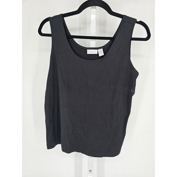 Chicos Womens Sz 2 (M/L) Classic Layering Tank Top Solid Black - Picture 1 of 3